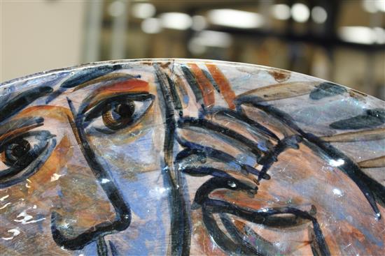 Eileen Cooper. A Studio ceramic bowl depicting a seated female nude, signed and dated 1999 verso, diameter 44.5cm